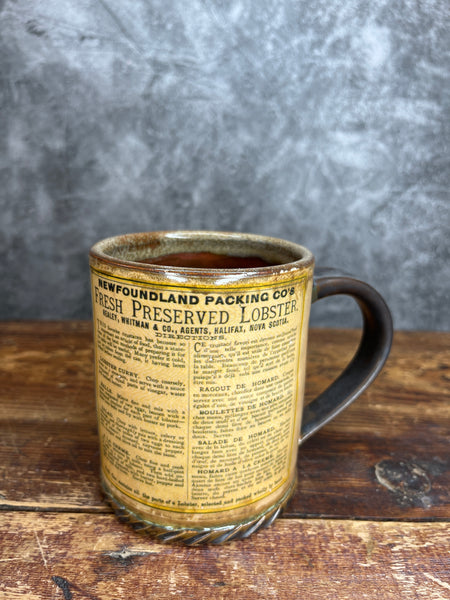 Vintage Fresh Lobster Label Mug from Newfoundland Packinf Co.