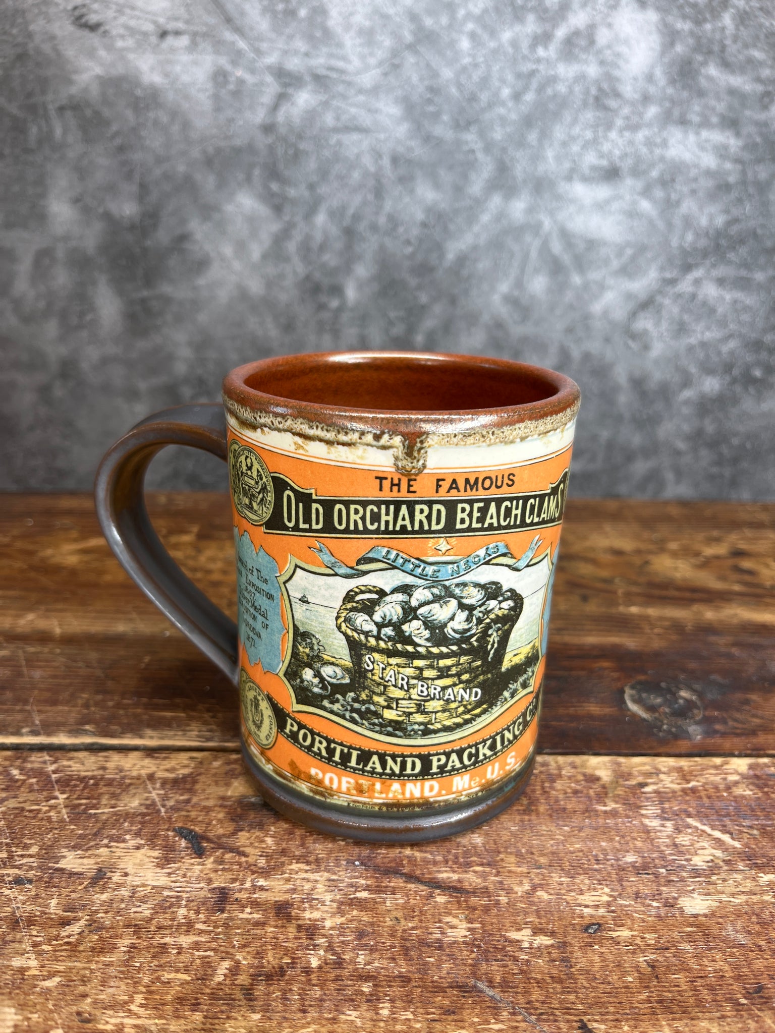 Old Orchard Beach Clams vintage can label mug