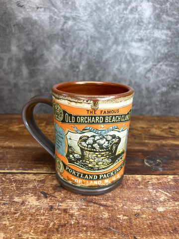 Old Orchard Beach Clams vintage can label mug