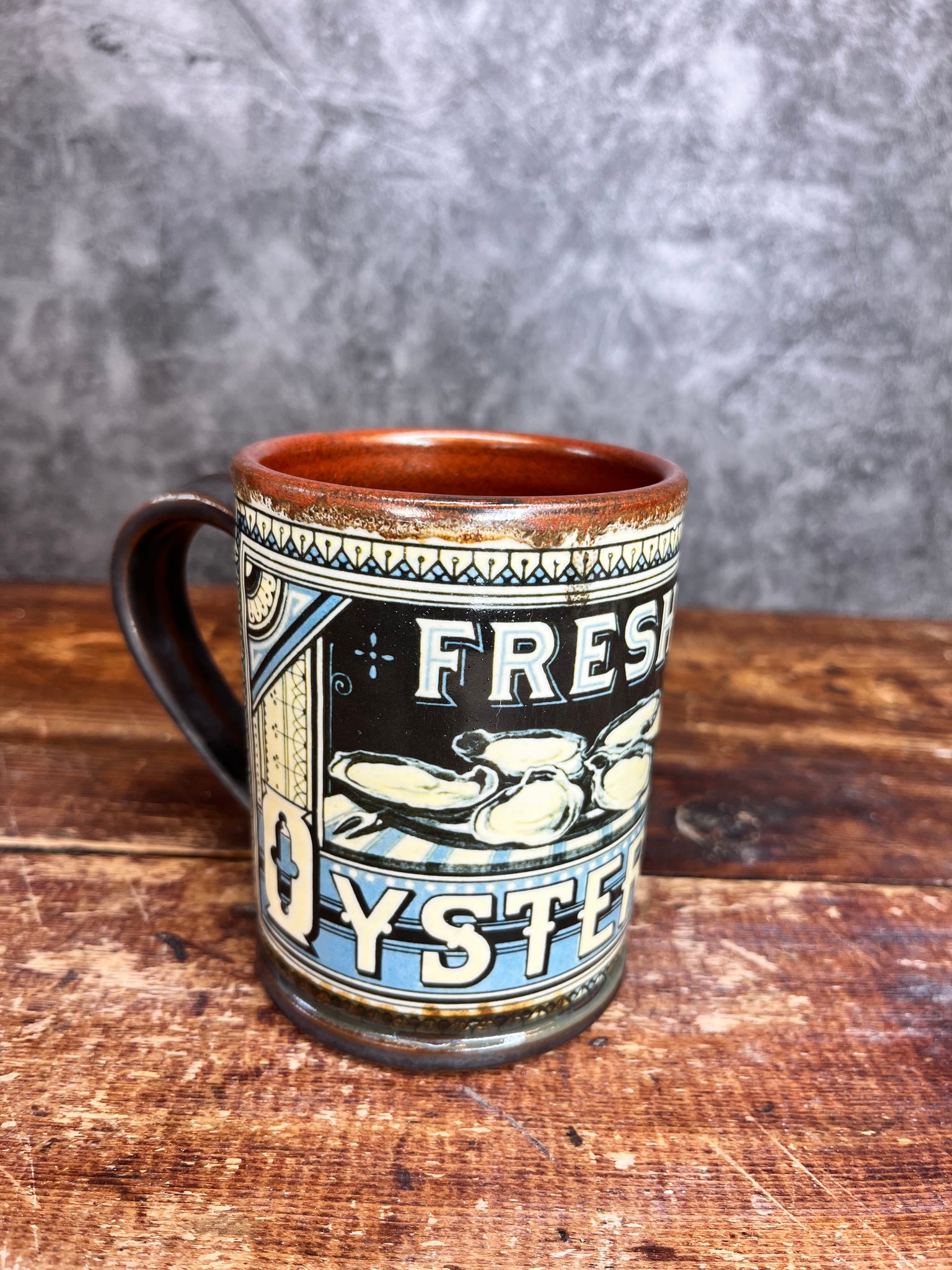 Fresh Oyster Vintage Label Mug