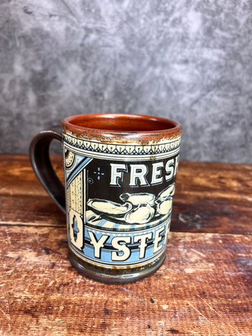 Fresh Oyster Vintage Label Mug