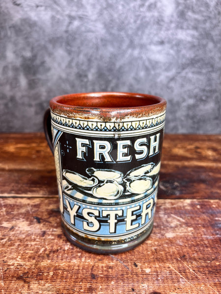 Fresh Oyster Vintage Label Mug