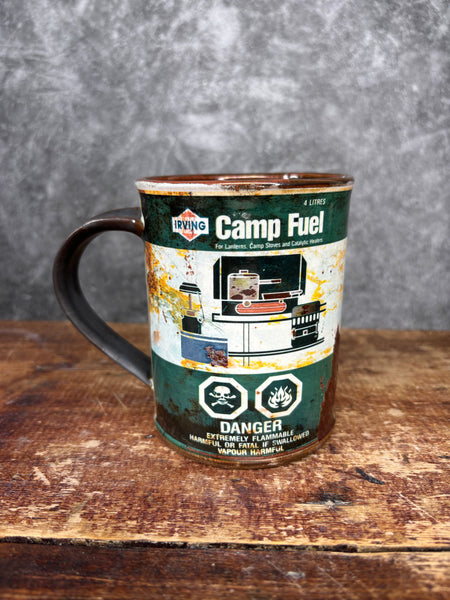 Camp Fuel Can Label Mug