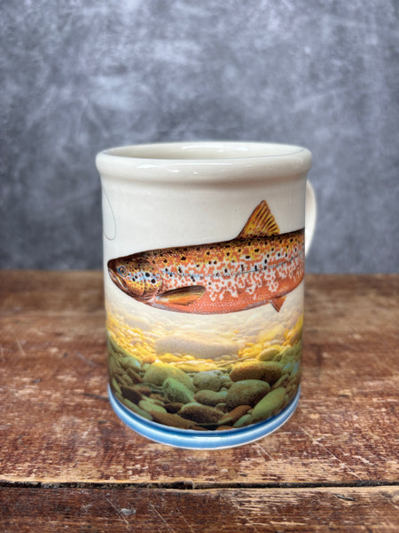Atlantic Salmon Mug with Fly & Angler (female)