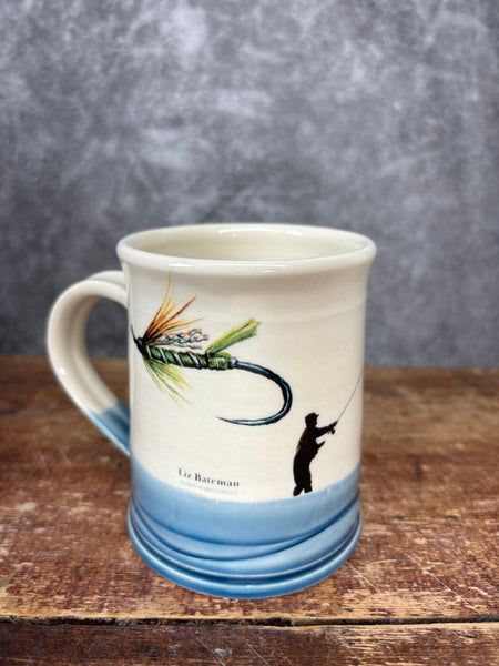 Atlantic Salmon Mug with Fly & Angler (male)