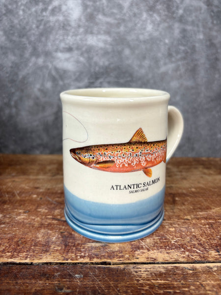 Atlantic Salmon Mug with Fly & Angler