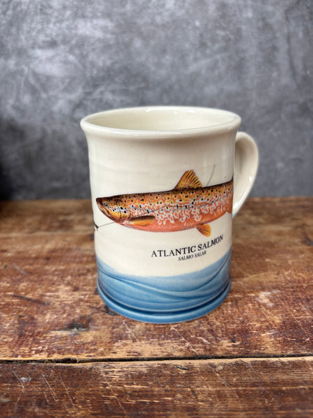 Atlantic Salmon Mug with Fly & Angler (male)