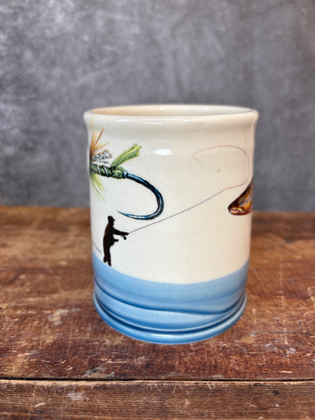 Atlantic Salmon Mug with Fly & Angler