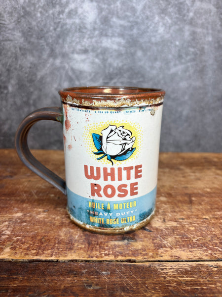 White Rose Ultra Motor Oil Can Label Mug
