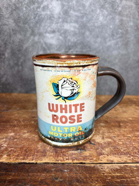White Rose Ultra Motor Oil Can Label Mug