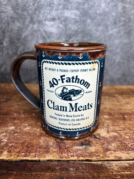 40-Fathom Clam Meats Can Label Mug