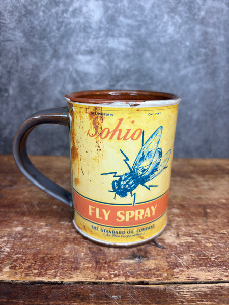 Sohio Fly Spray Can Label Mug