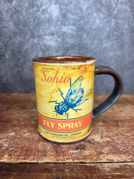 Sohio Fly Spray Can Label Mug
