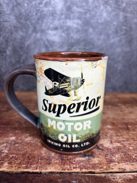 Superior Motor Oil Can Label Mug