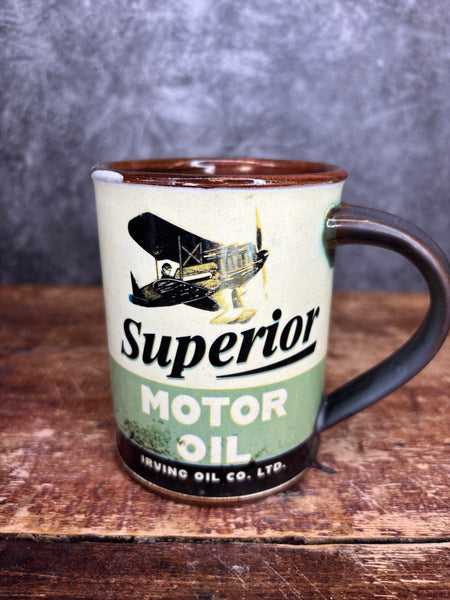 Superior Motor Oil Can Label Mug