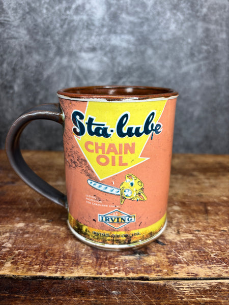 Sta-lube Chain Oil Can Label Mug