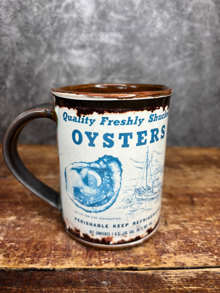 Quality Freshly Shucked Oysters Can Label Mug