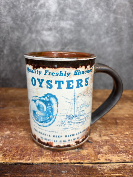 Quality Freshly Shucked Oysters Can Label Mug