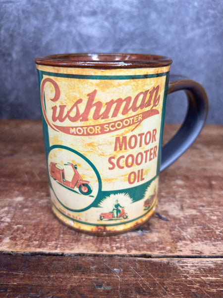 Cushman Motor Scooter Oil Can Label Mug
