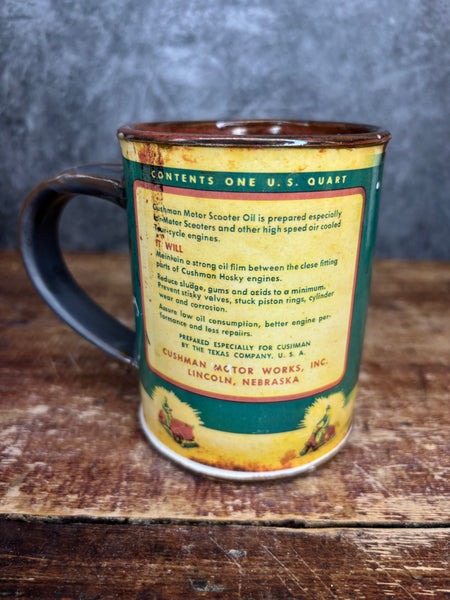 Cushman Motor Scooter Oil Can Label Mug