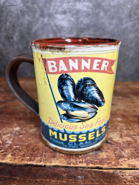 Banner Mussels Can Label Mug